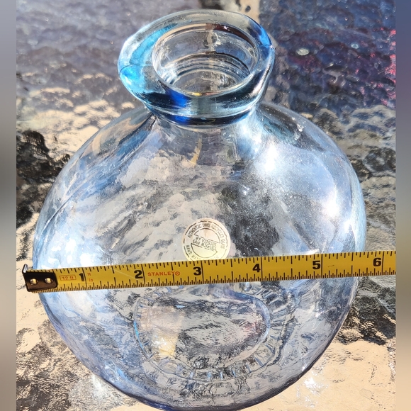 Vintage Spanish 100% Recycled Glass Handmade Vase 7.5" Asymmetrical "READ" - Picture 13 of 13